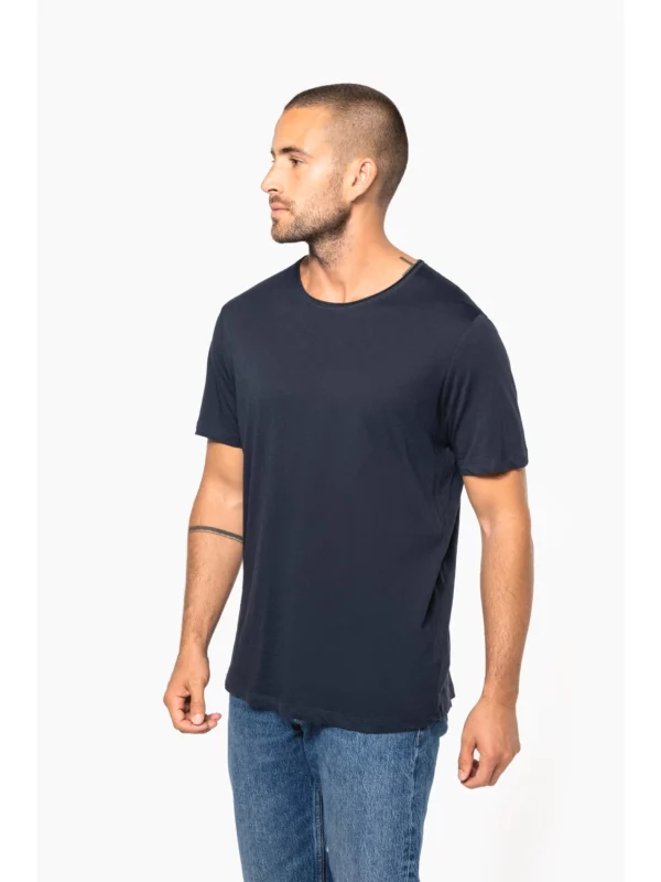 T-shirt Bio col à bords francs manches courtes homme