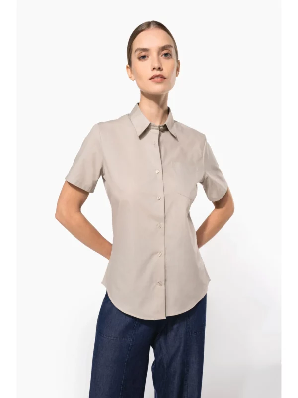 Chemise popeline polycoton manches courtes entretien facile femme