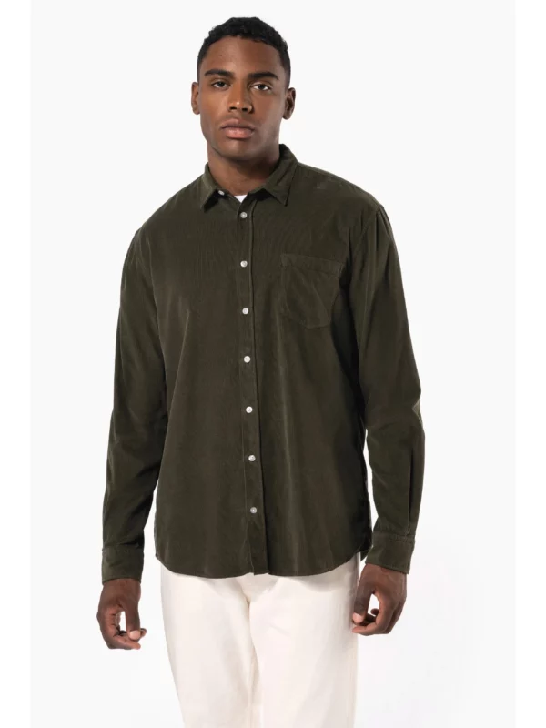 Chemise manches longues en velours homme