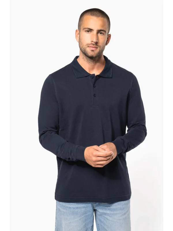 Polo piqué manches longues homme