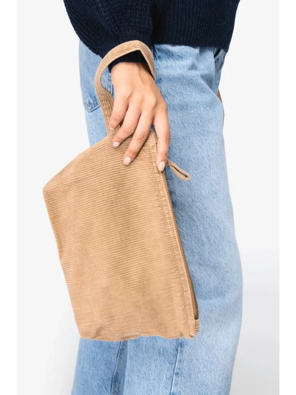 Pochette écoresponsable délavée en velours côtelé